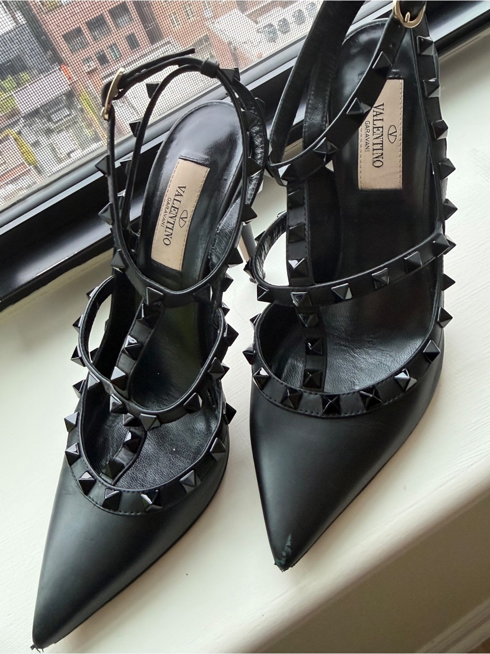 Velentino Rockstud Ankle Strap Pump With Tonal Studs 100 Mm